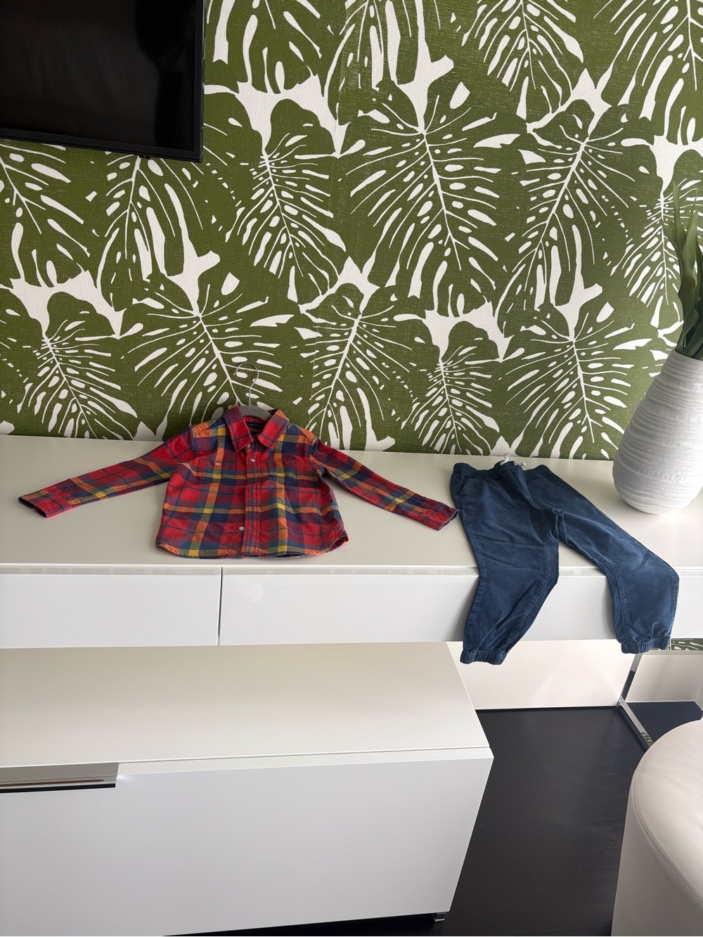 Kids Fall Plaid Button-Up Shirt with matching pants🍁🍂